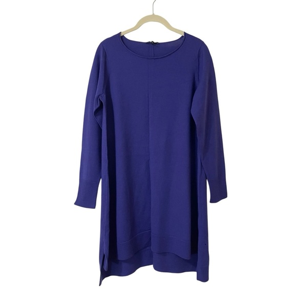 Eileen Fisher Blue Merino Wool Sweater Dress Size Small Long Sleeves Lagenlook - Picture 1 of 9